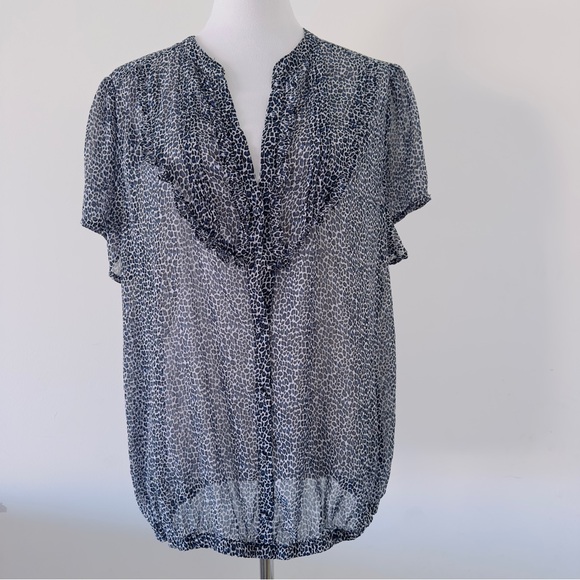 Torrid Leopard Print Blouse in Blue and Black Size 2 - Picture 1 of 7